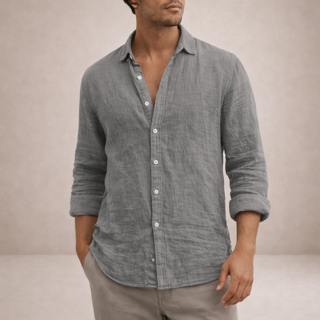 Diego | Camisa de Lino con Botones para Hombre 0