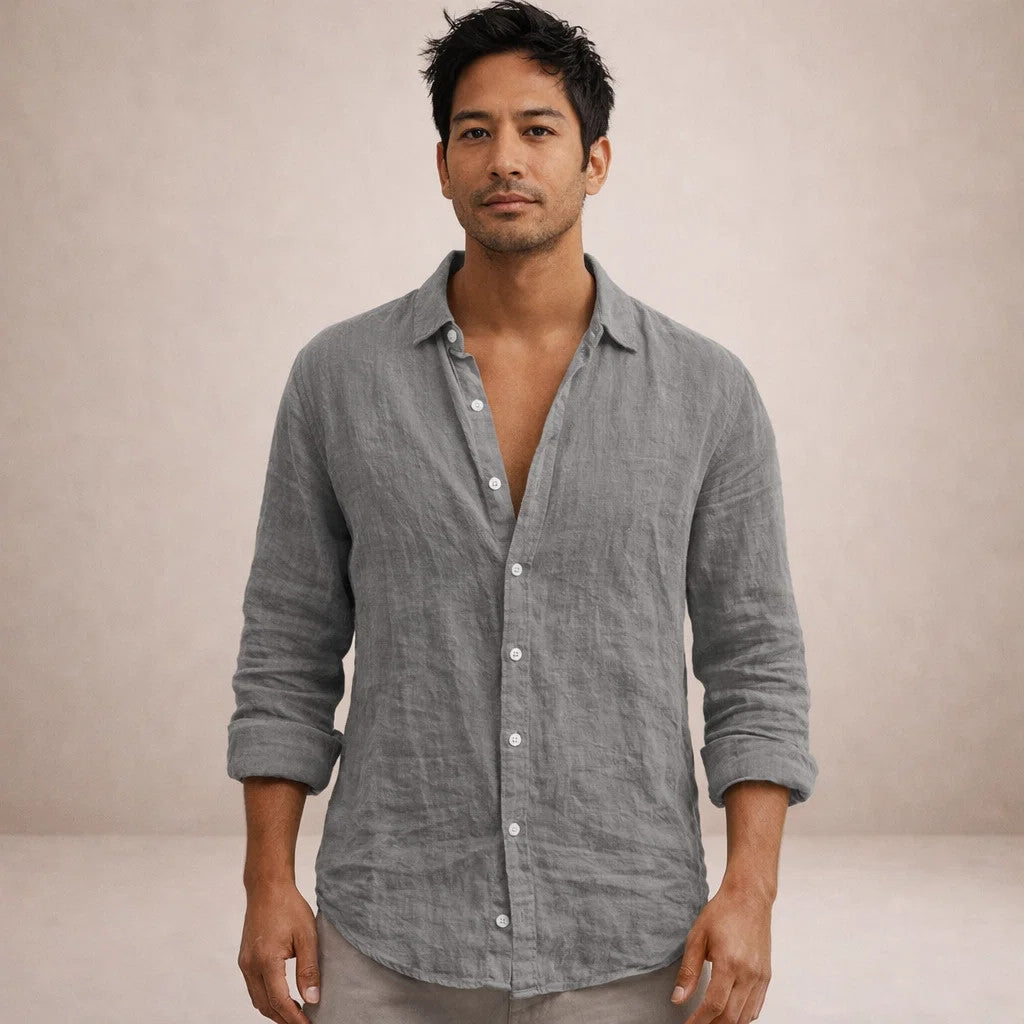 Diego | Camisa de Lino con Botones para Hombre 1