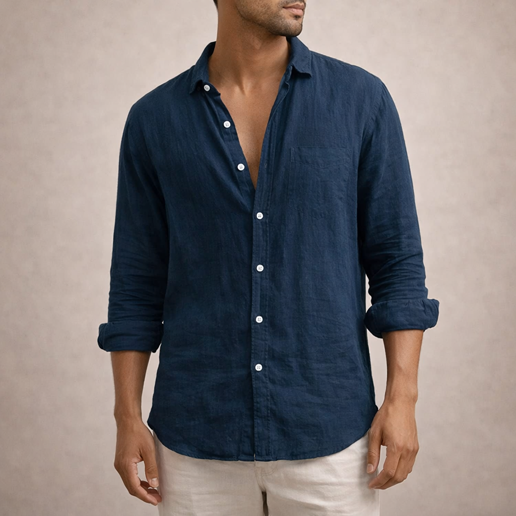 Diego | Camisa de Lino con Botones para Hombre 9
