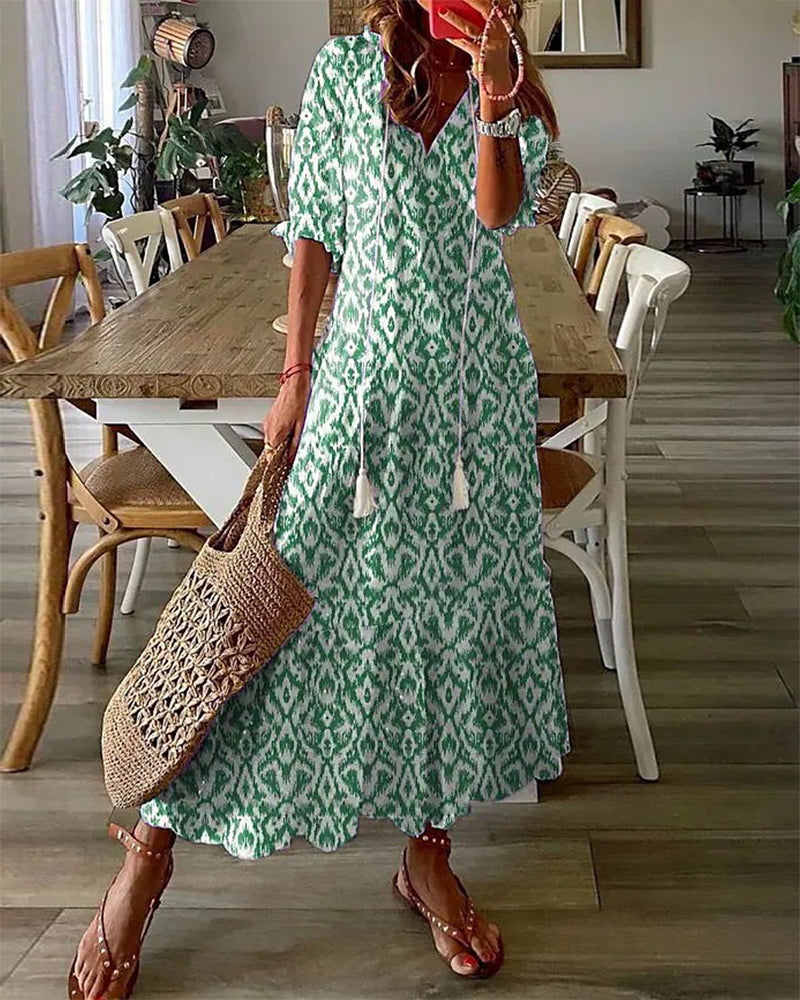 Eliora | Vestido Largo Bohemio con Escote en V y Tejido Ligero | Estilo Fresco para Comodidad y Elegancia 1