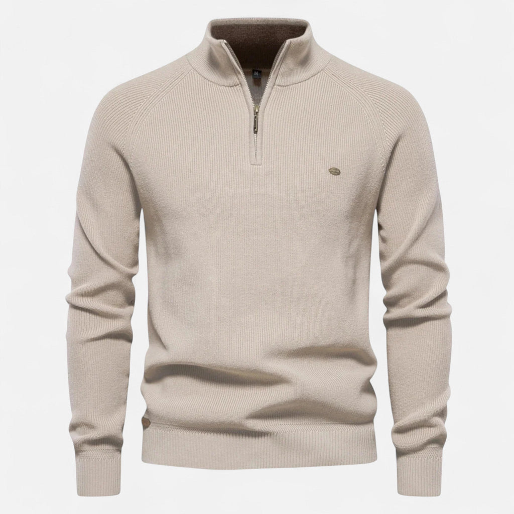 Fernando | Suéter de Algodón Premium con Media Cremallera para Hombre 0