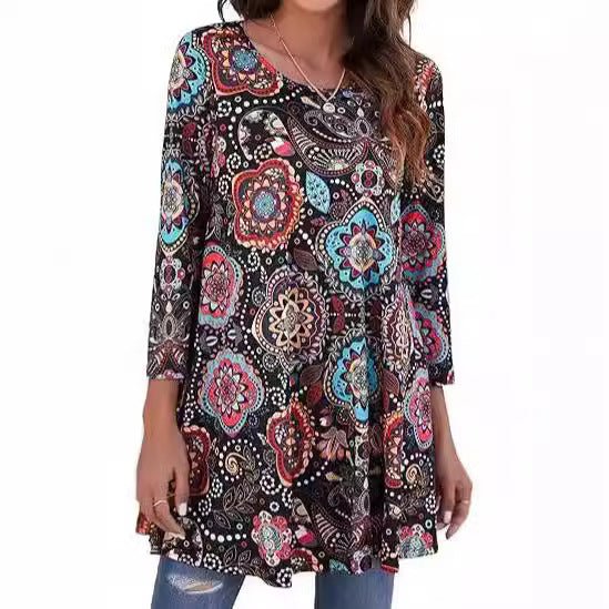 Isabel | Túnica Boho de Manga 3/4 con Estampado de Mandala para Mujer 2