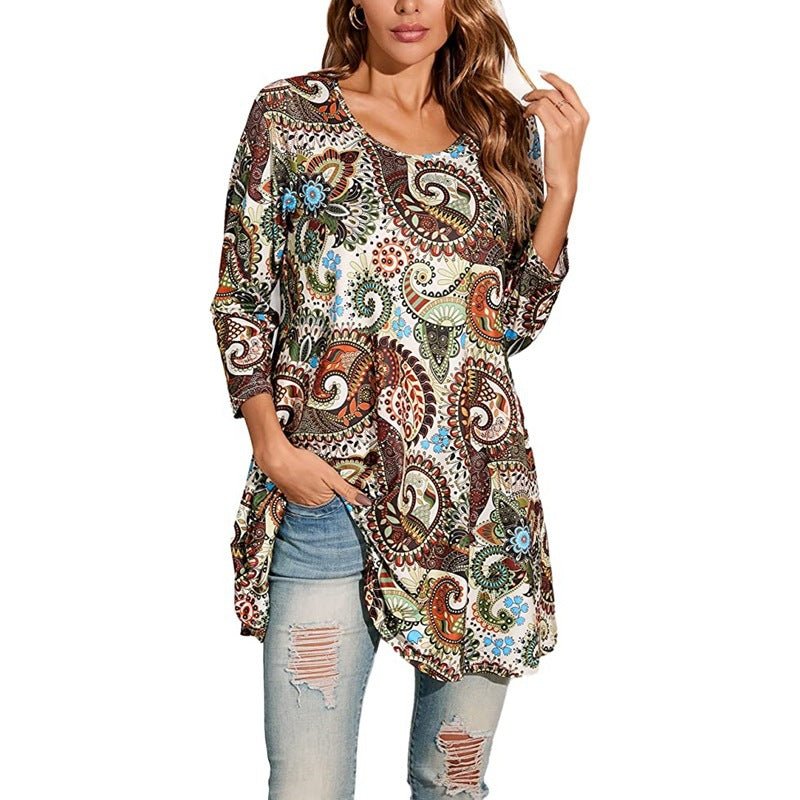 Isabel | Túnica Boho de Manga 3/4 con Estampado de Mandala para Mujer 7