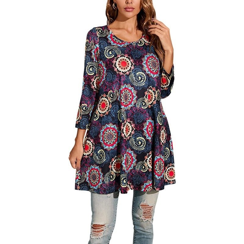 Isabel | Túnica Boho de Manga 3/4 con Estampado de Mandala para Mujer 8