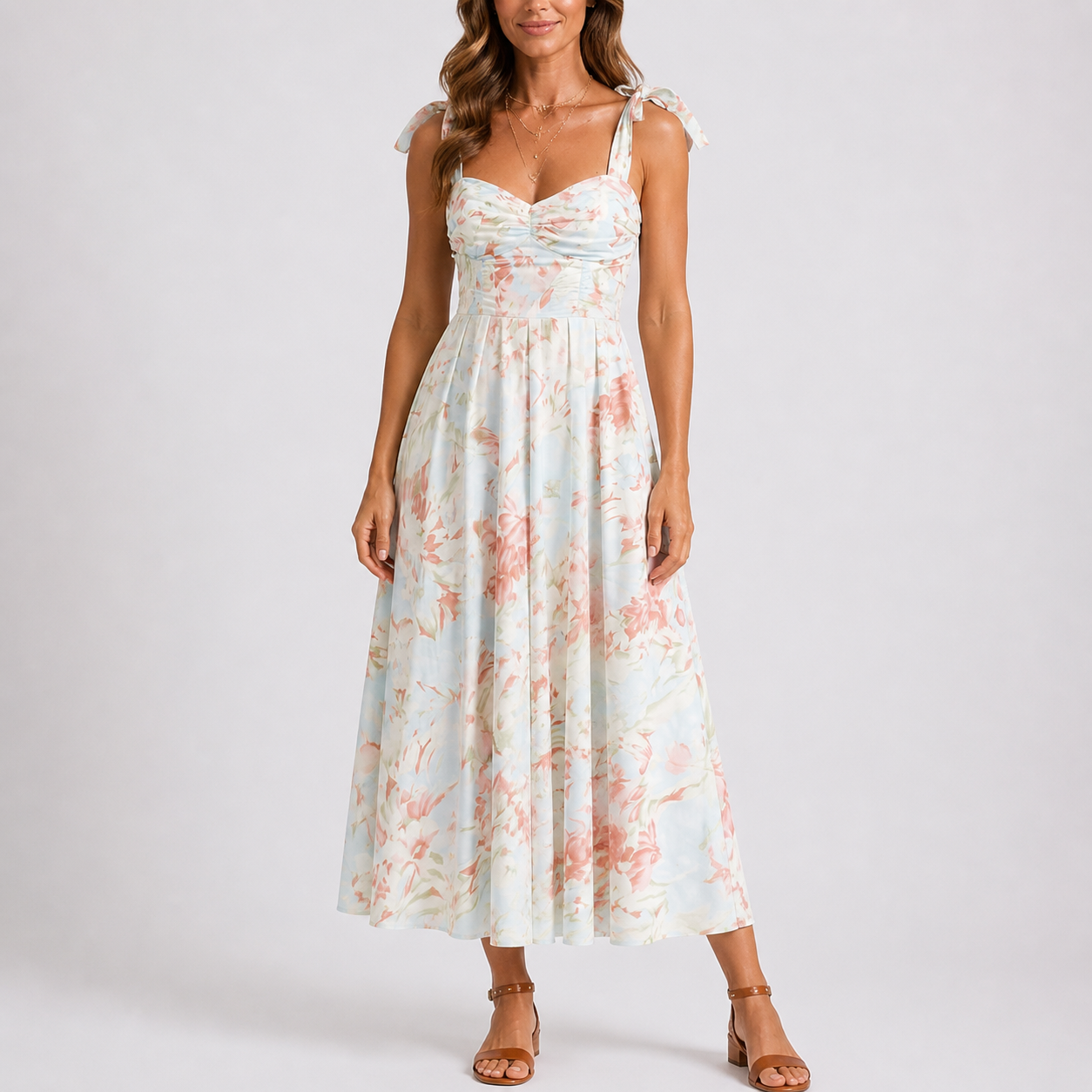 Isabella | Vestido Midi Floral para Mujer con Tirantes Ajustables 0