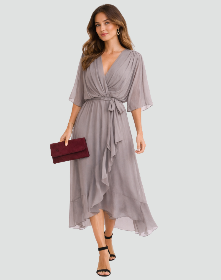 Isabella | Vestido Midi Fluido con Lazo para Mujer Elegante 0