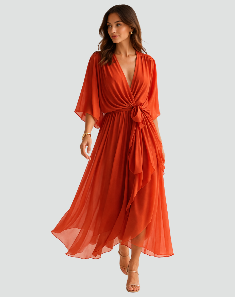 Isabella | Vestido Midi Fluido con Lazo para Mujer Elegante 1