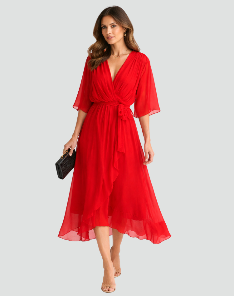 Isabella | Vestido Midi Fluido con Lazo para Mujer Elegante 8