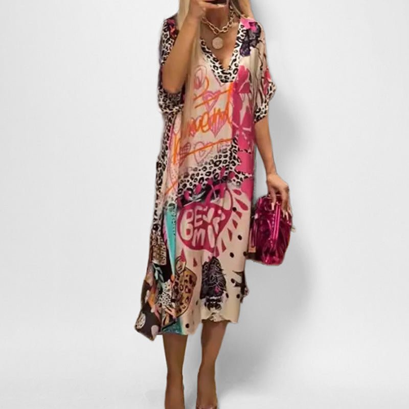 Isabella | Vestido Túnica con Cuello en V y Estampado Gráfico para Mujer 2