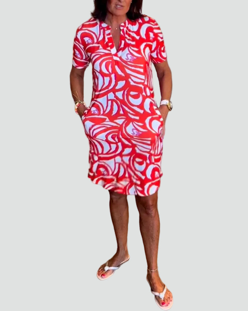 Isabella | Vestido de Manga Corta con Estampado Abstracto para Mujer 1