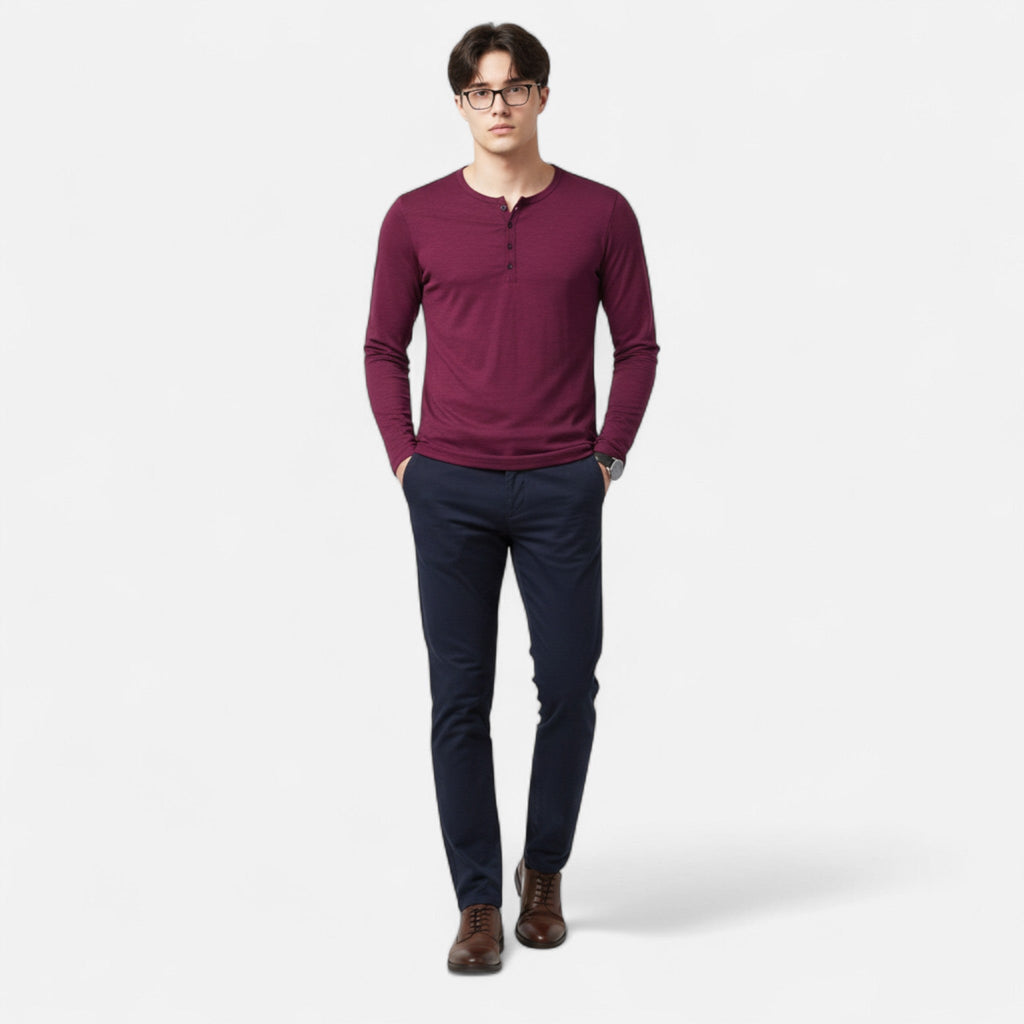 Javier | Camiseta Henley Slim de Algodón para Hombre 1