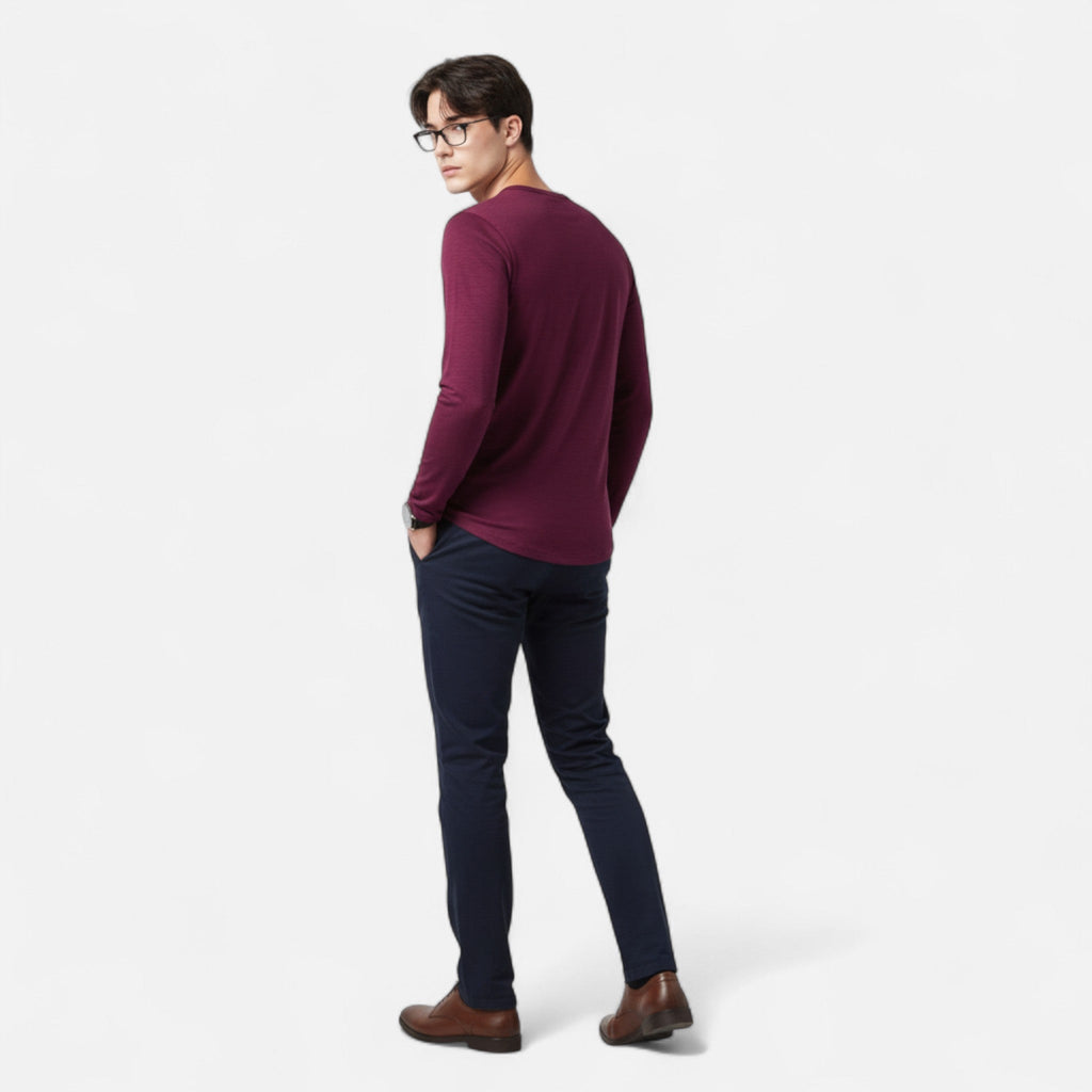 Javier | Camiseta Henley Slim de Algodón para Hombre 2