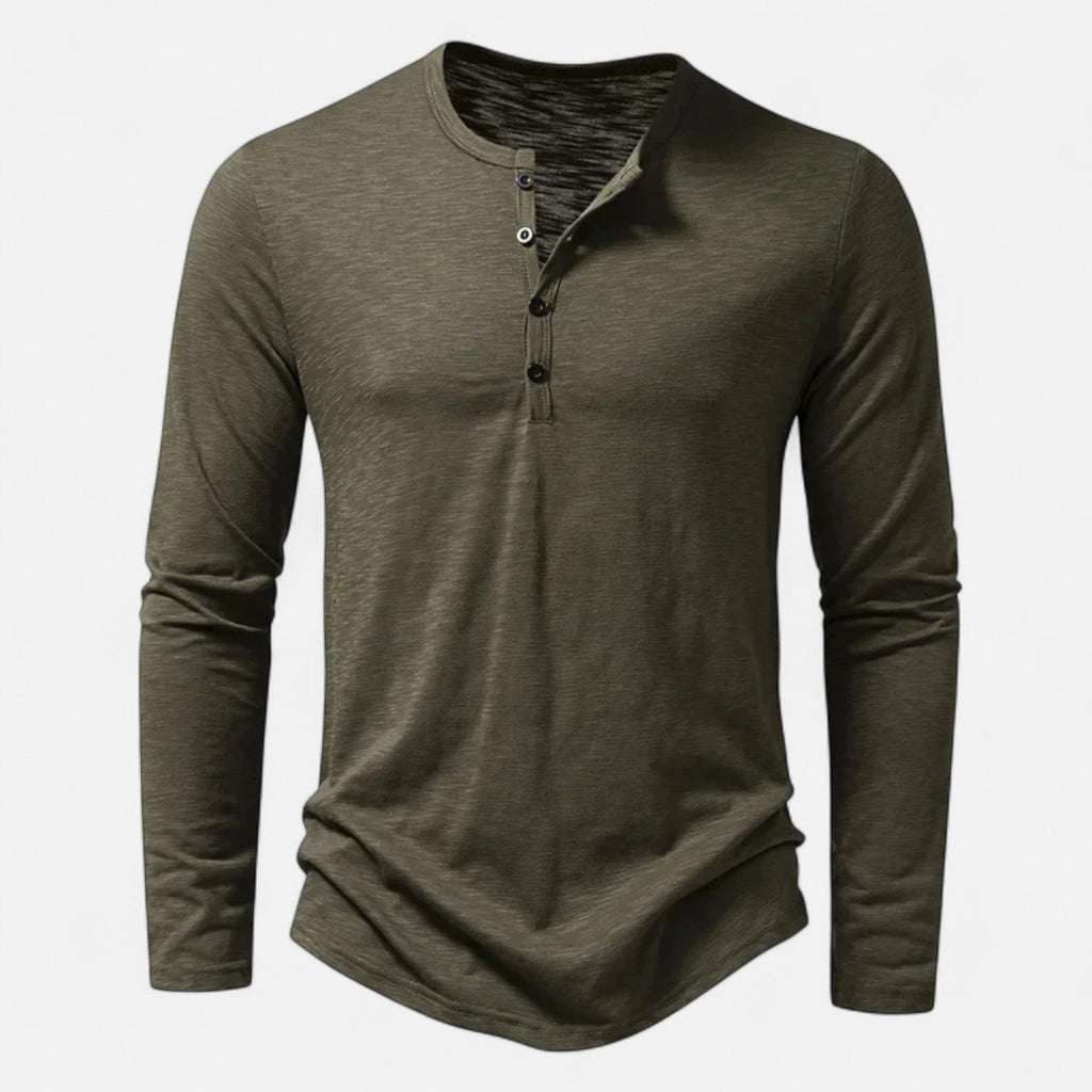 Javier | Camiseta Henley Slim de Algodón para Hombre 5