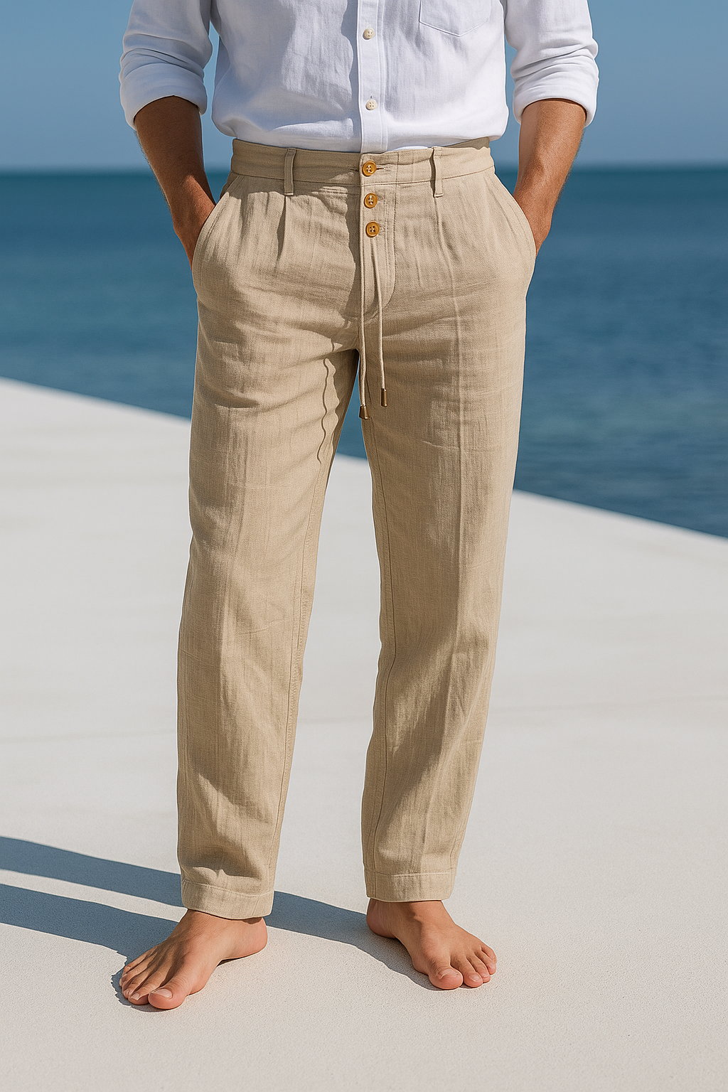 Javier | Pantalones de Lino para Hombre con Cintura Elástica 0
