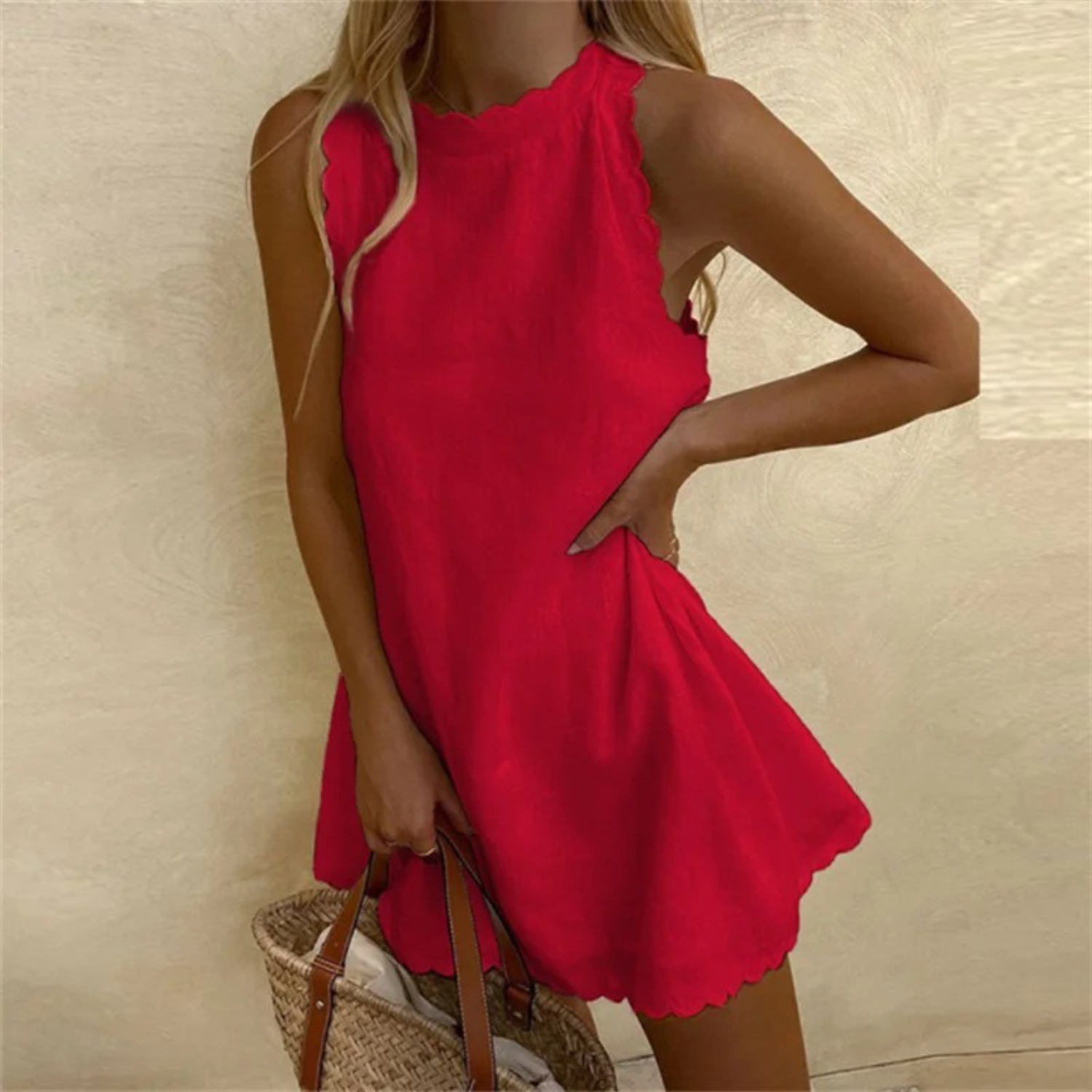 Lucía | Vestido Fresco de Verano de Lino con Bordes Ondulados para Mujer 4