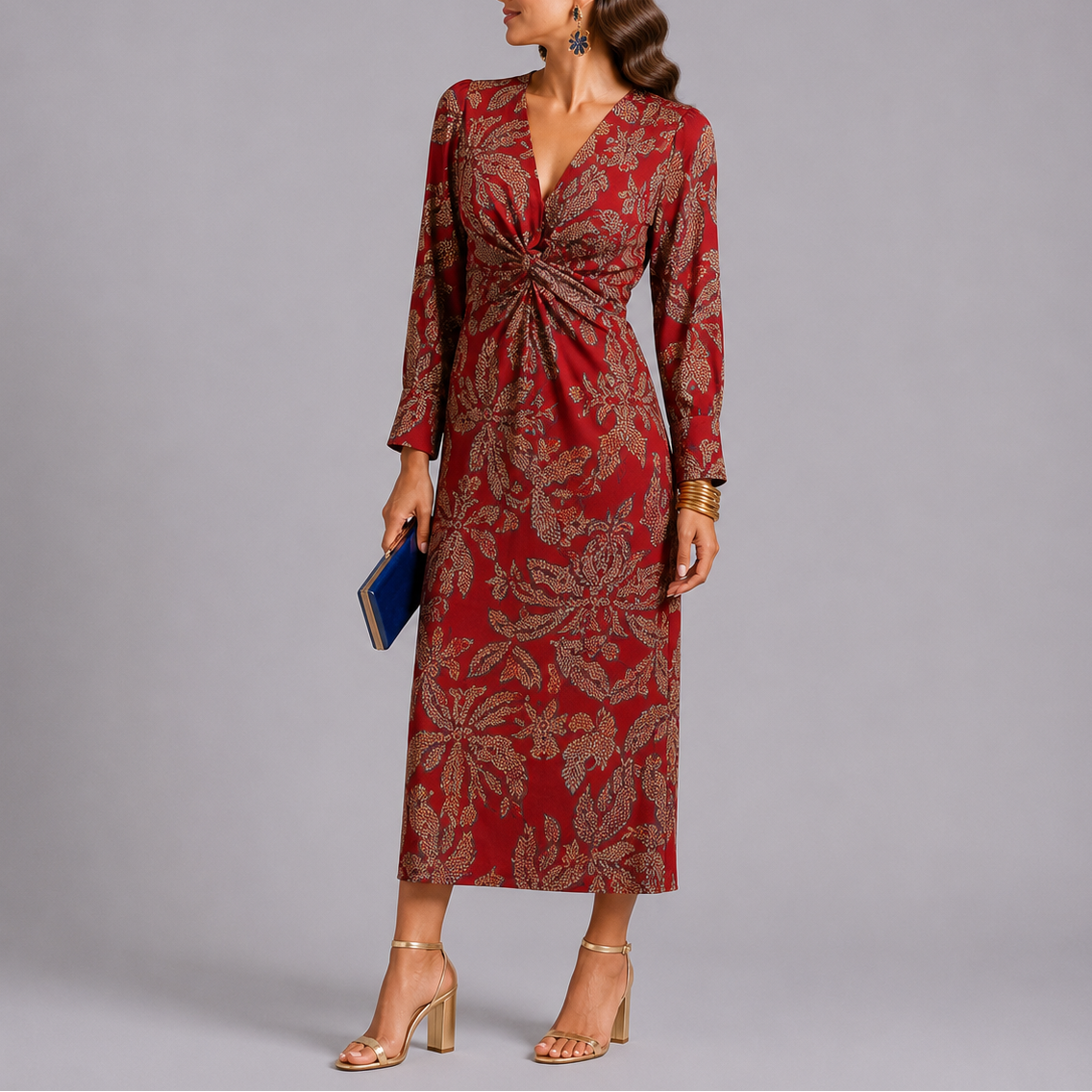 Lucía | Vestido Midi Floral con Mangas Largas para Mujer 1