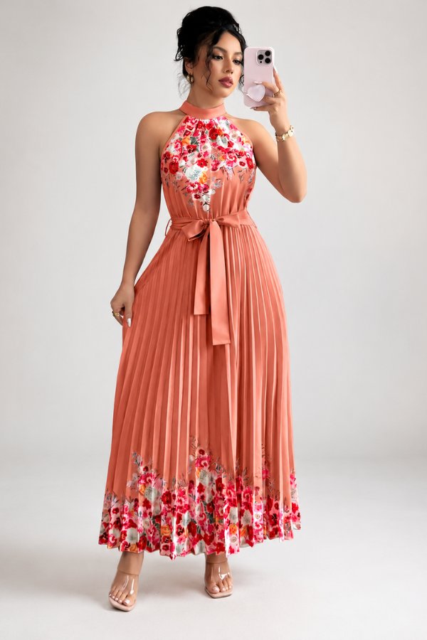 Sofía | Vestido de Noche Midi Floral Plisado para Mujer 10