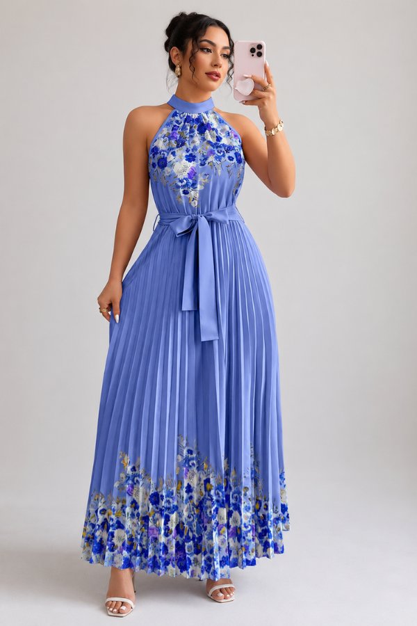 Sofía | Vestido de Noche Midi Floral Plisado para Mujer 6