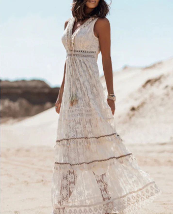 Vestido Bohemio Largo Sin Mangas para Mujer con Tejido Ligero | Estilo Fresco y Cómodo para Verano 1