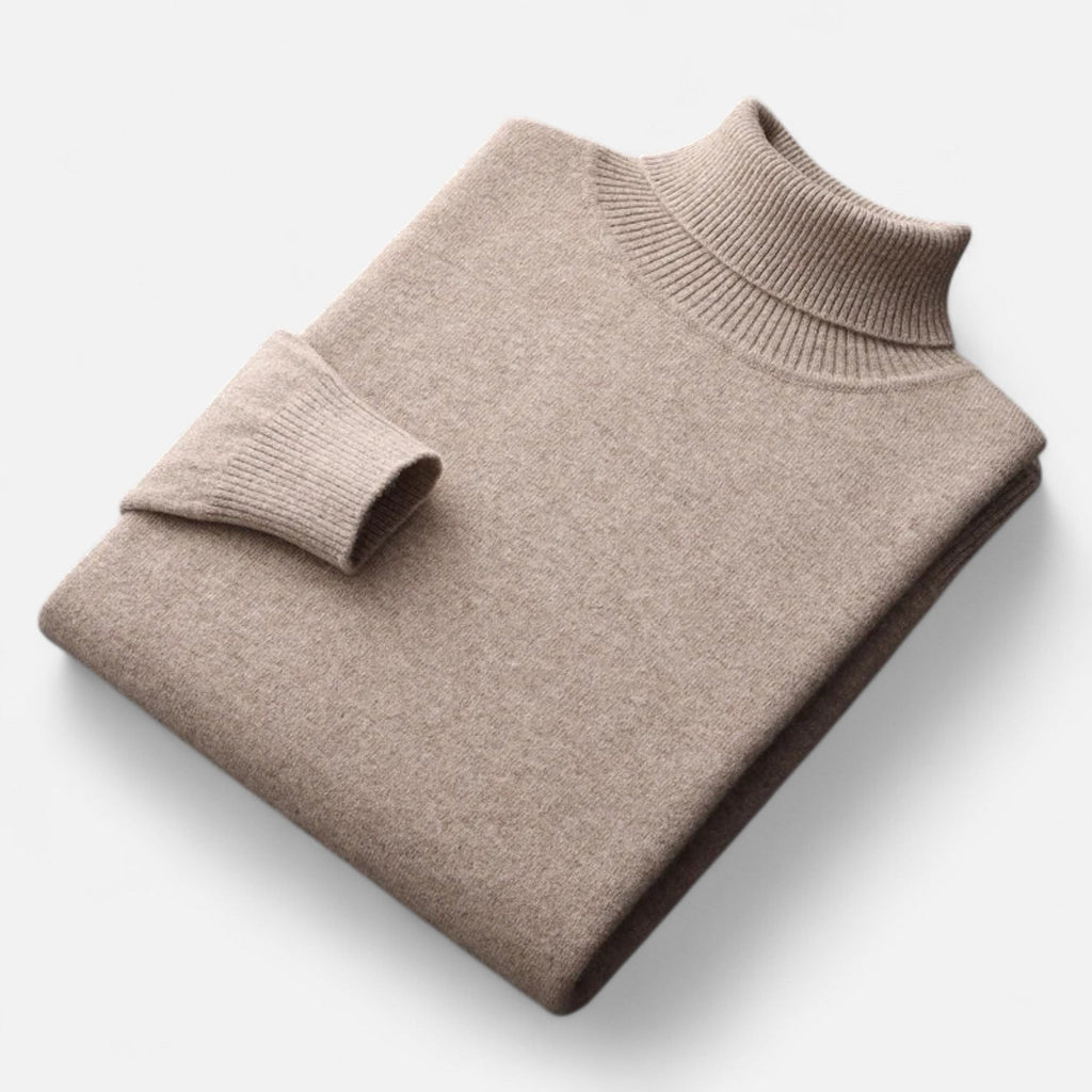 Jersey de cuello alto combinado con chaqueta de vestir