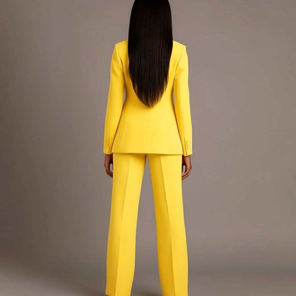 Vista completa del conjunto de traje de dos piezas para mujer