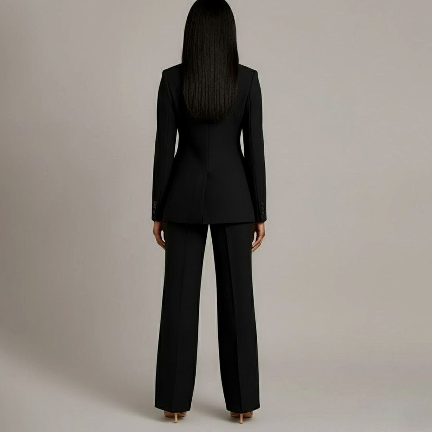 Conjunto de traje femenino combinado con tacones para un look formal