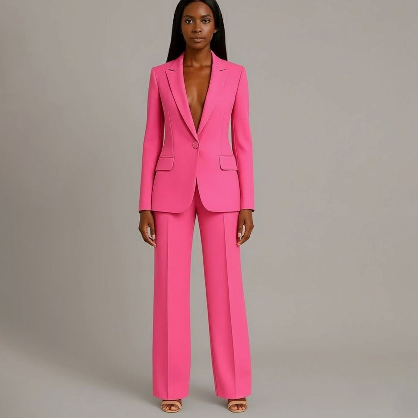 Traje de dos piezas estilizado con silueta alargada