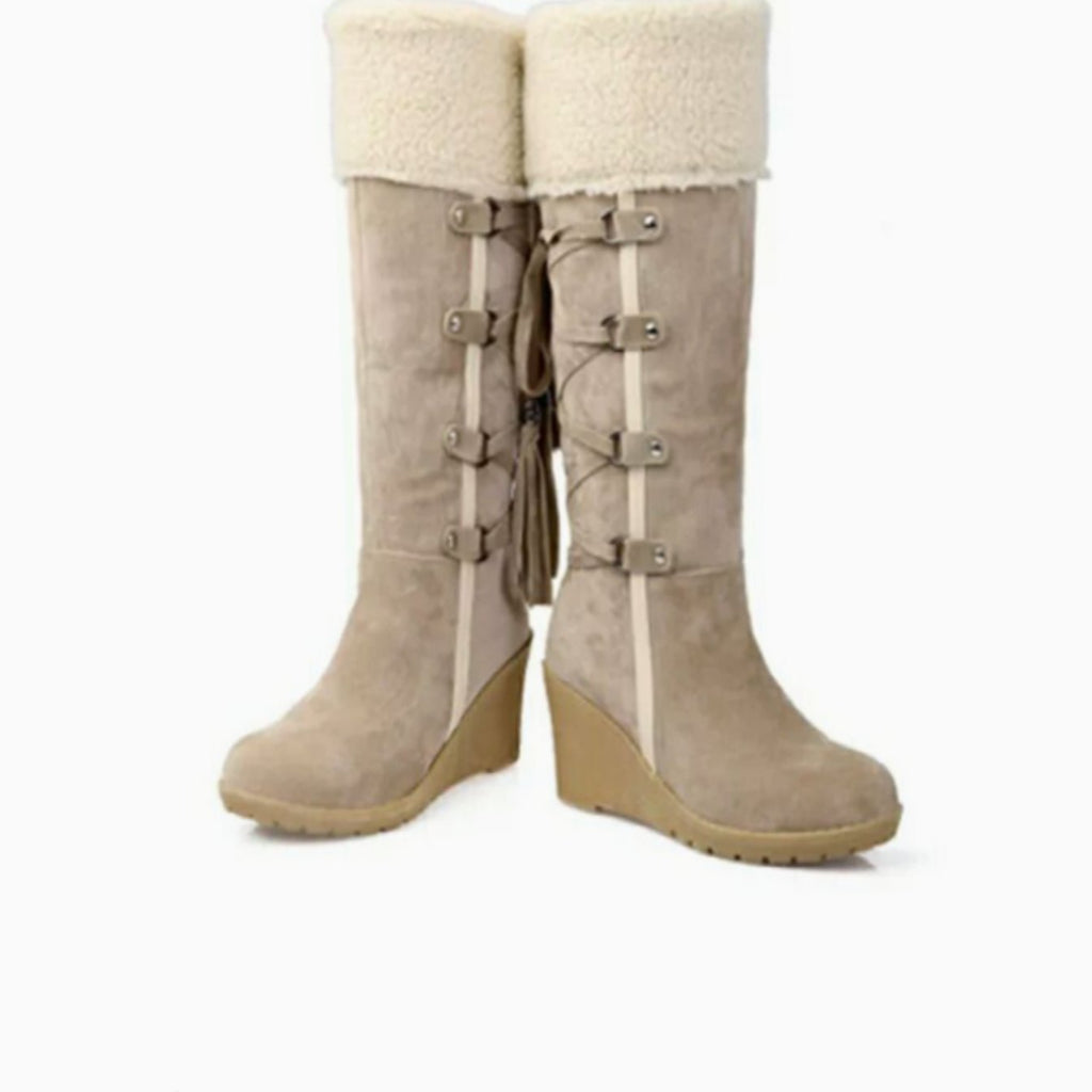 Botas de invierno con suela de cuña y acabado efecto ante