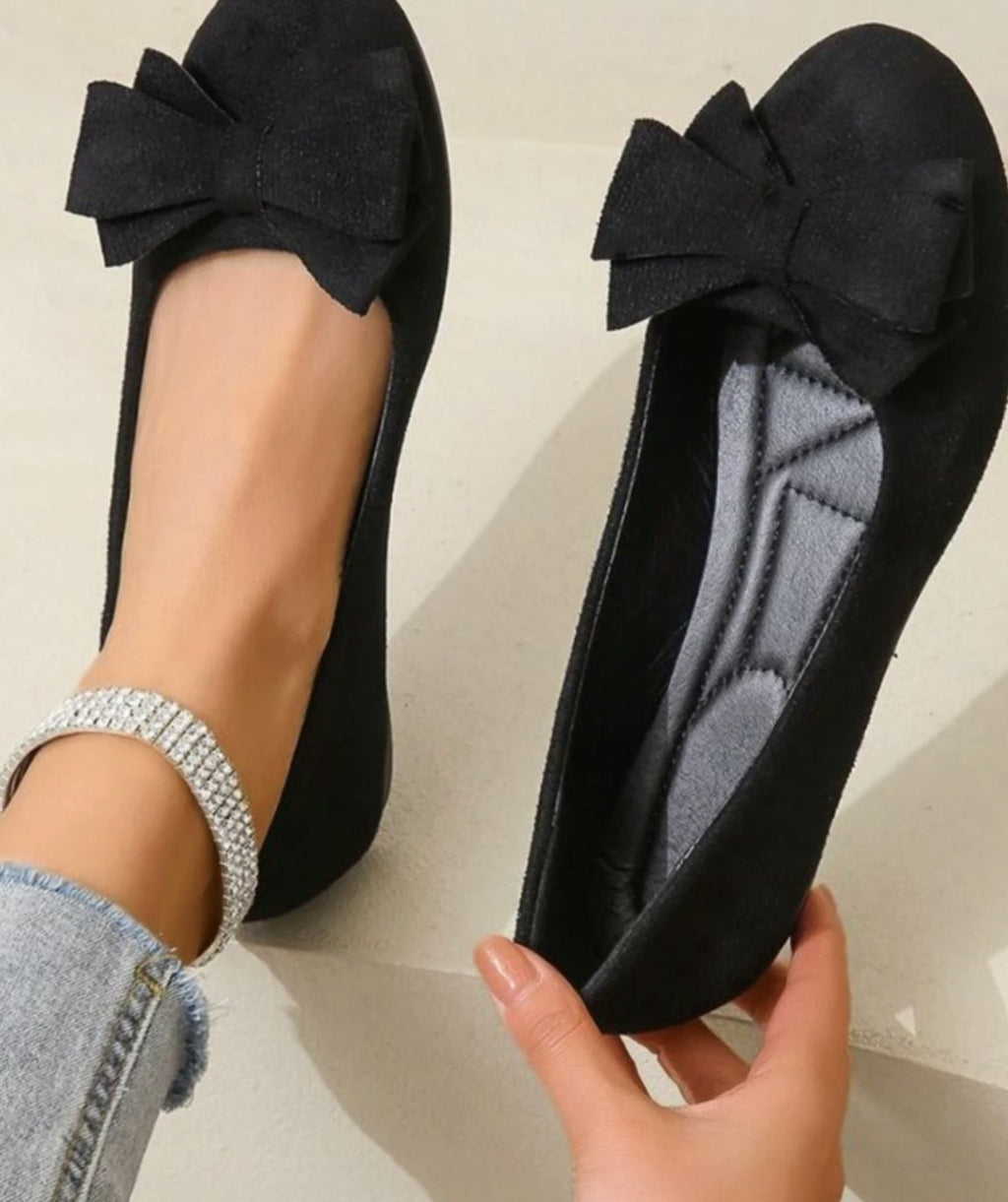 Bailarinas Camille slip-on para mujer con lazo decorativo en la puntera