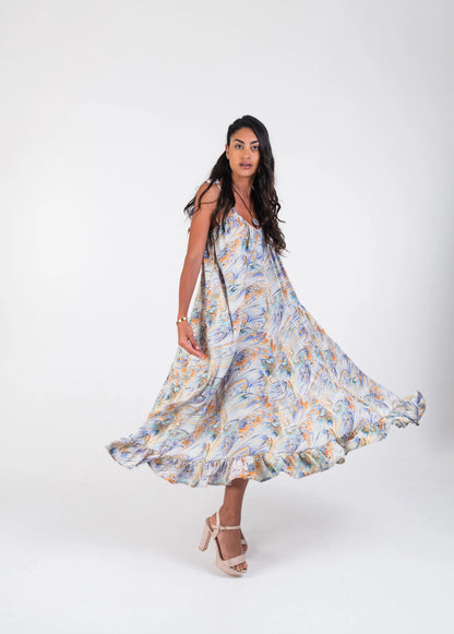 BOHO CREPÚSCULO – Women's Long Boho Dress (Silk-Feel Polyester, Lightweight)