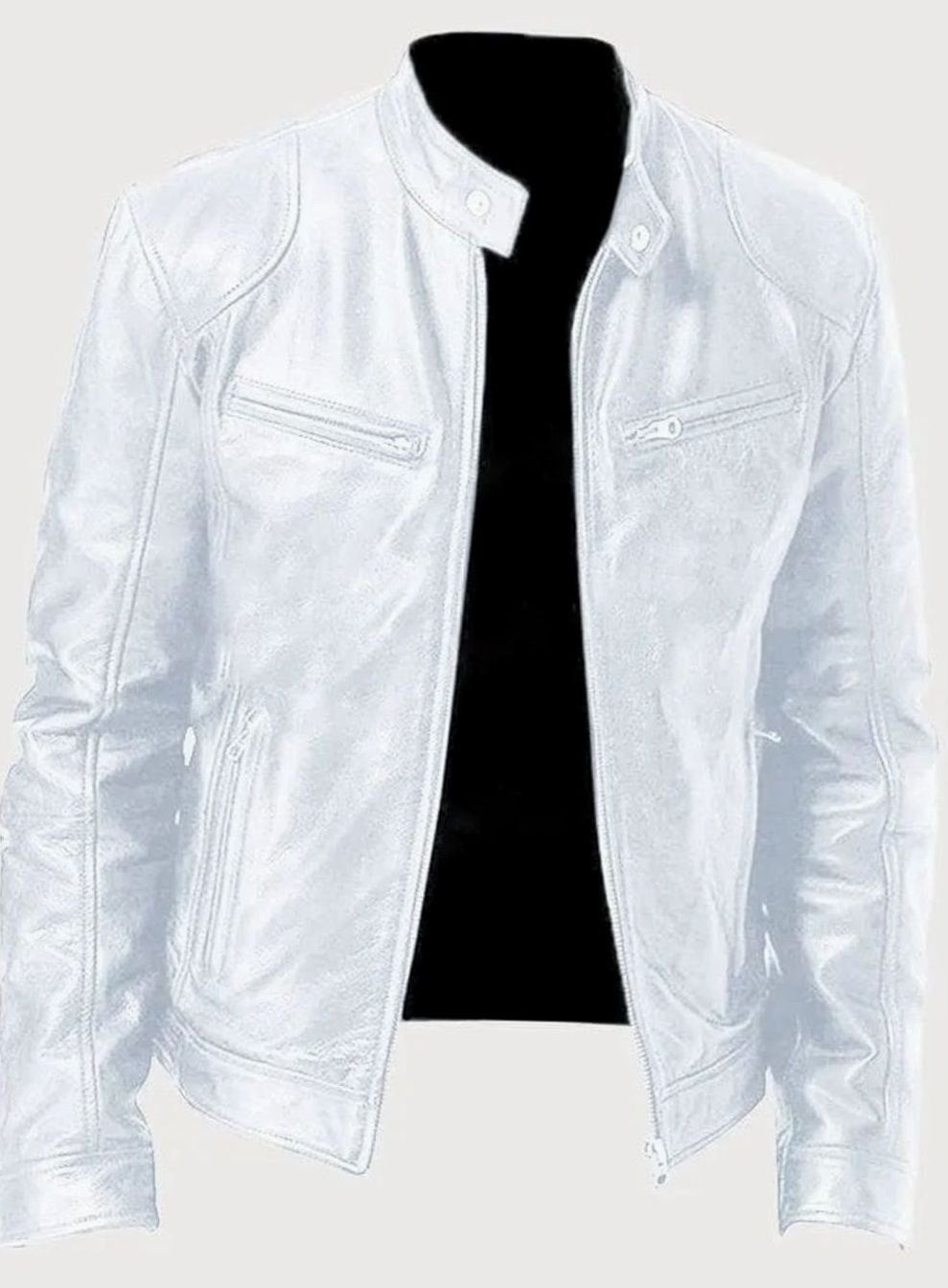 Cazadora de cuero Marco combinada con look smart-casual