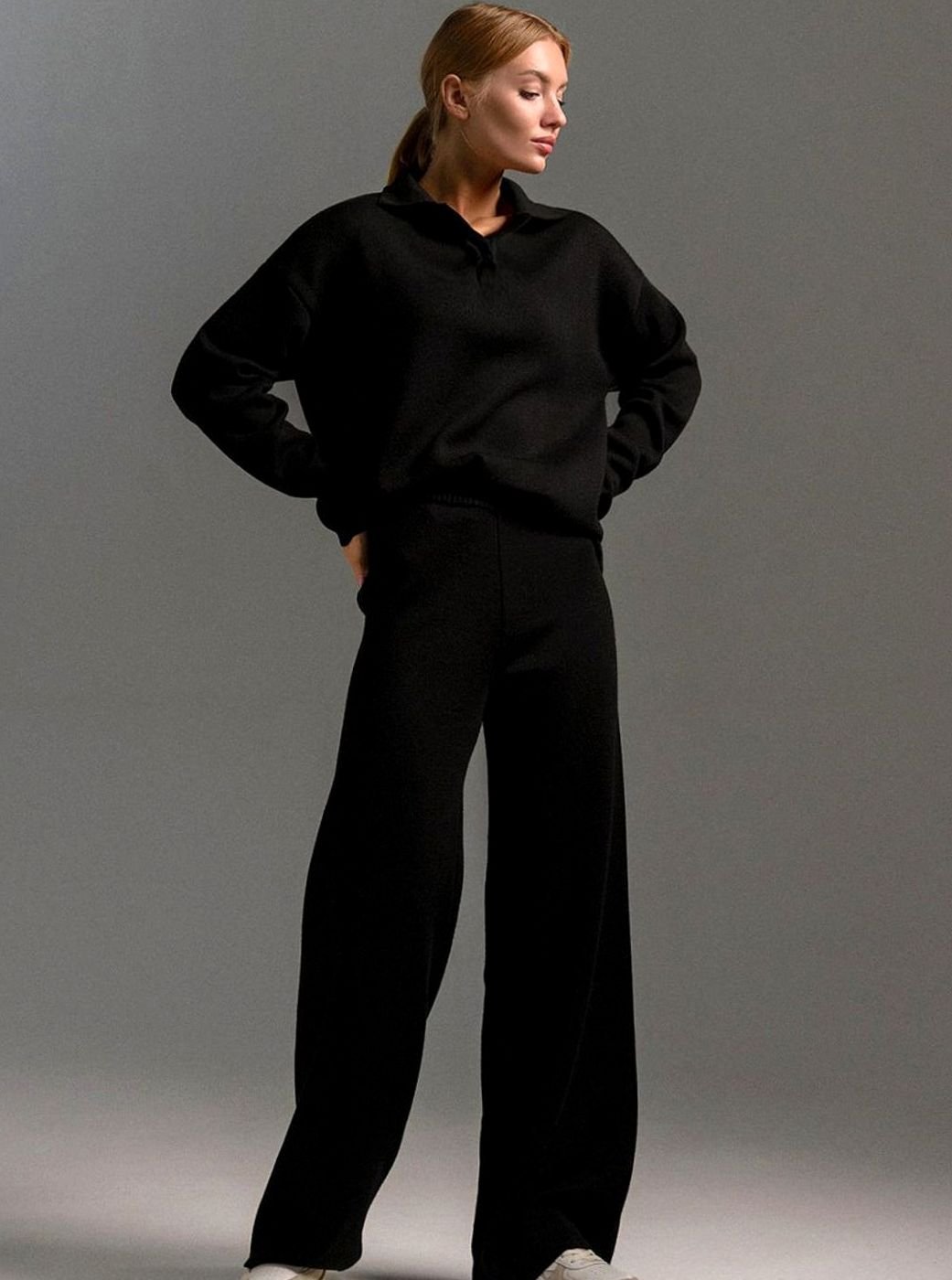 Pantalón de pierna ancha del conjunto de punto Valeria para mujer