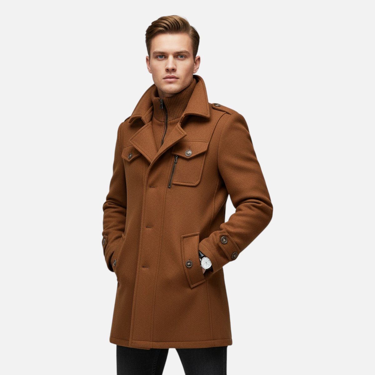 Fernando | Abrigo de Invierno de Lana con Cuello Doble para Hombre - Noa Lagos