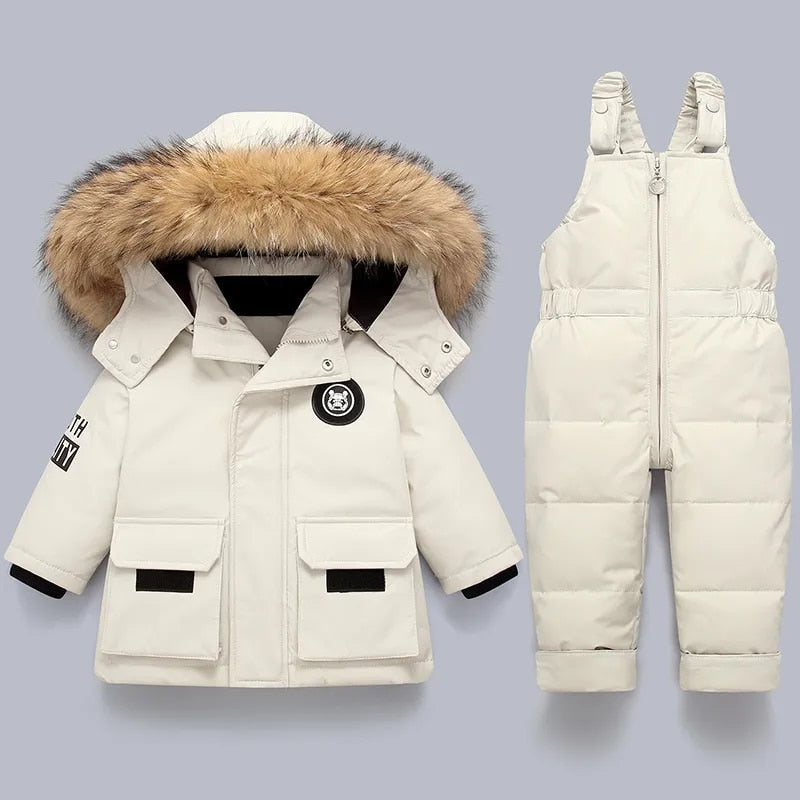 Chaqueta infantil con capucha de pelo sintético del conjunto Nordik