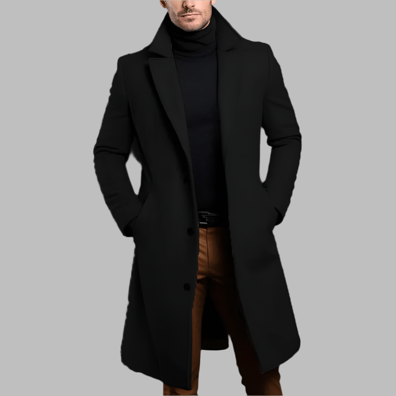 Abrigo largo Hugo para hombre en color negro, estilo elegante de invierno