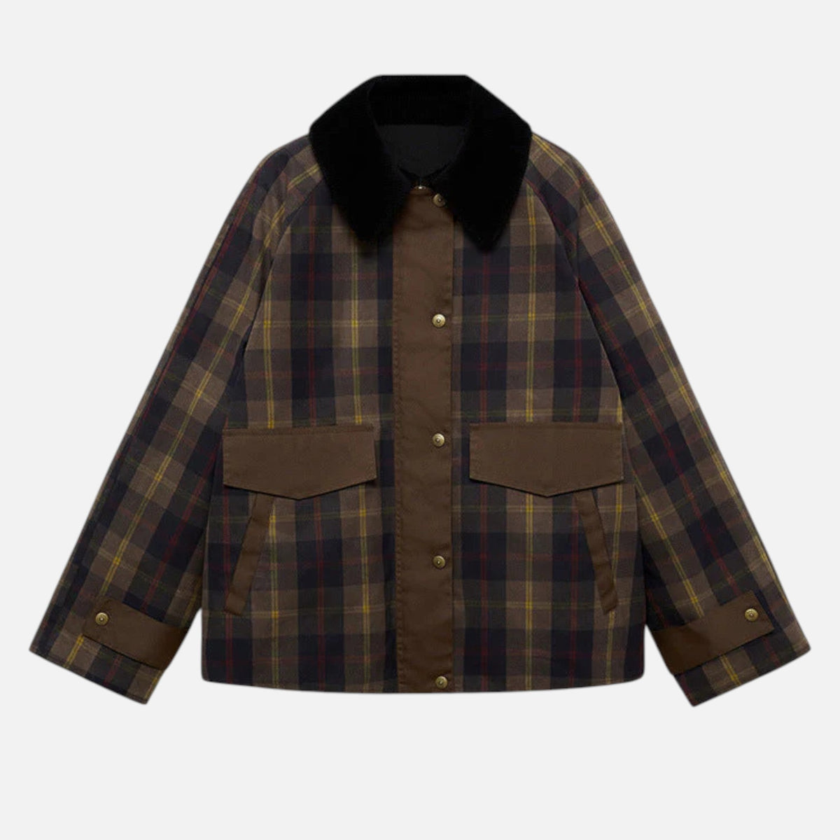 Isabella | Chaqueta Acolchada de Mujer con Cuello de Piel Sintética y Estampado de Cuadros - Noa Lagos
