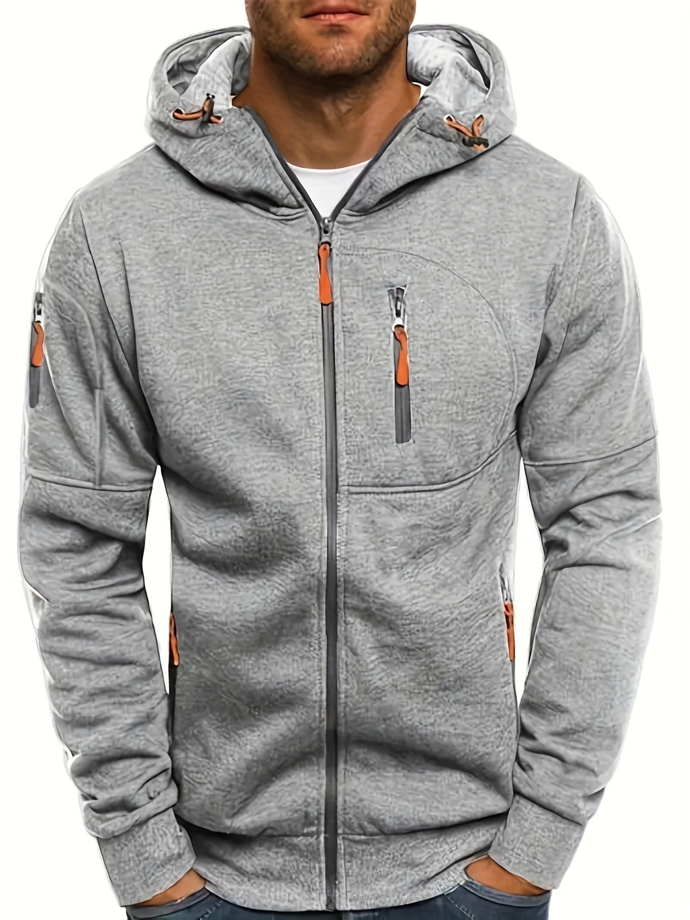 Sudadera Kian con capucha y cremallera para hombre, vista frontal