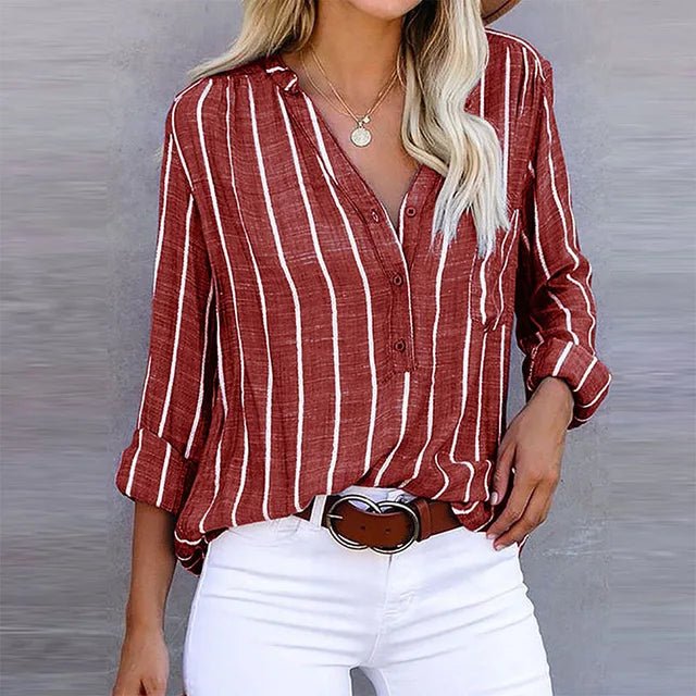 Mia | Casual Holgada Blusa Mujer con Cuello en V Elegante y Versátil - Noa Lagos