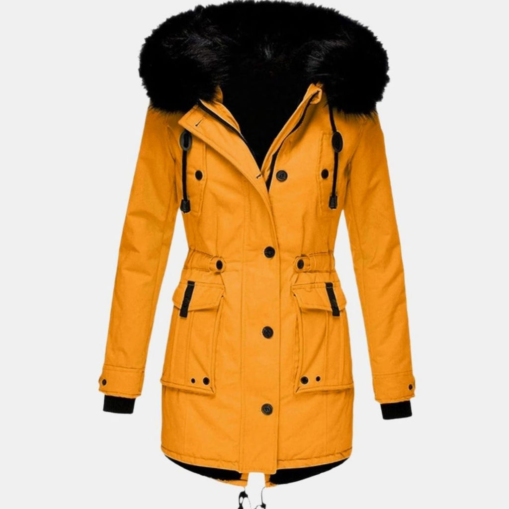 Parka Nordvik con capucha de pelo sintético para mujer, vista frontal completa