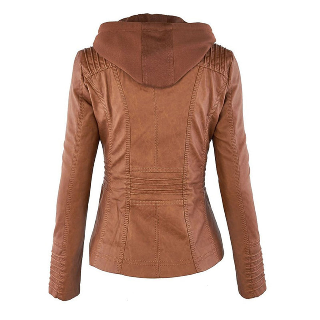 Chaqueta de cuero Aurora en color negro para mujer