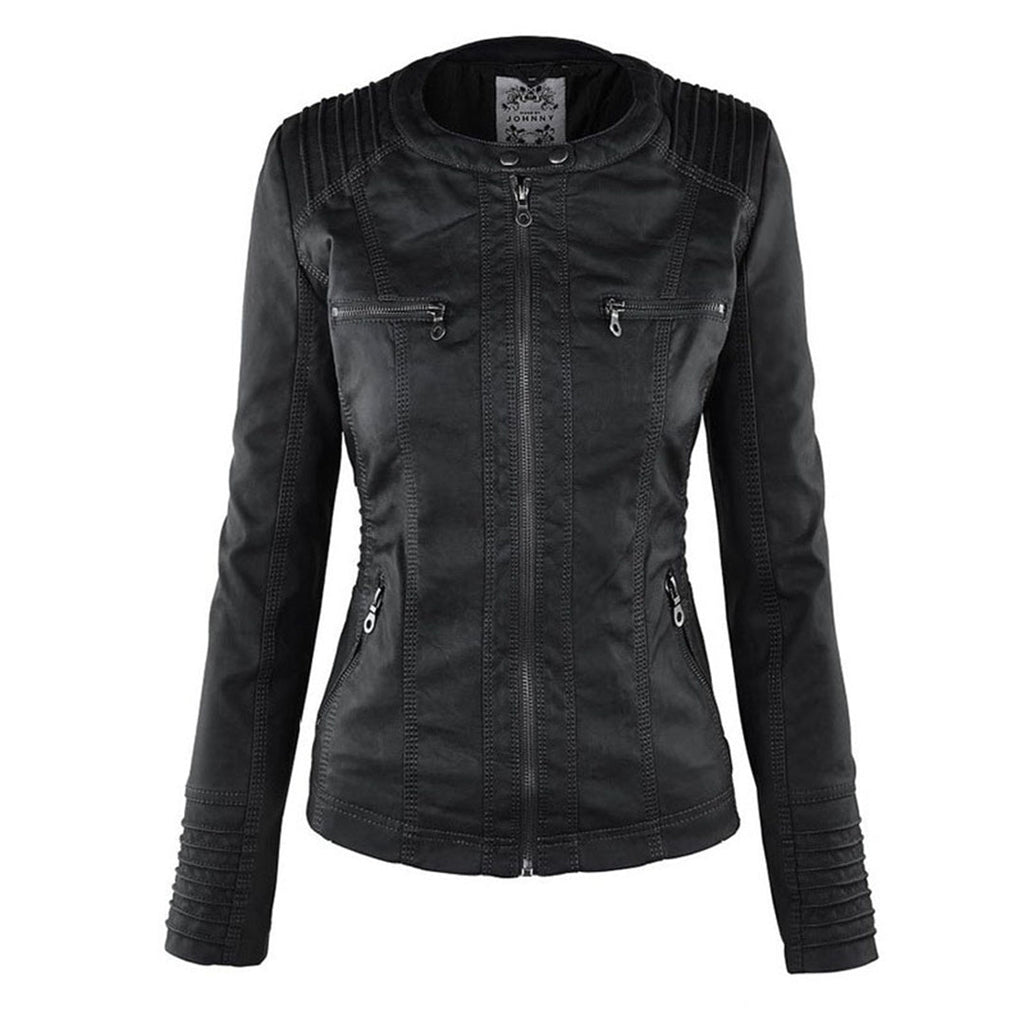 Chaqueta de cuero Aurora en color marrón para mujer