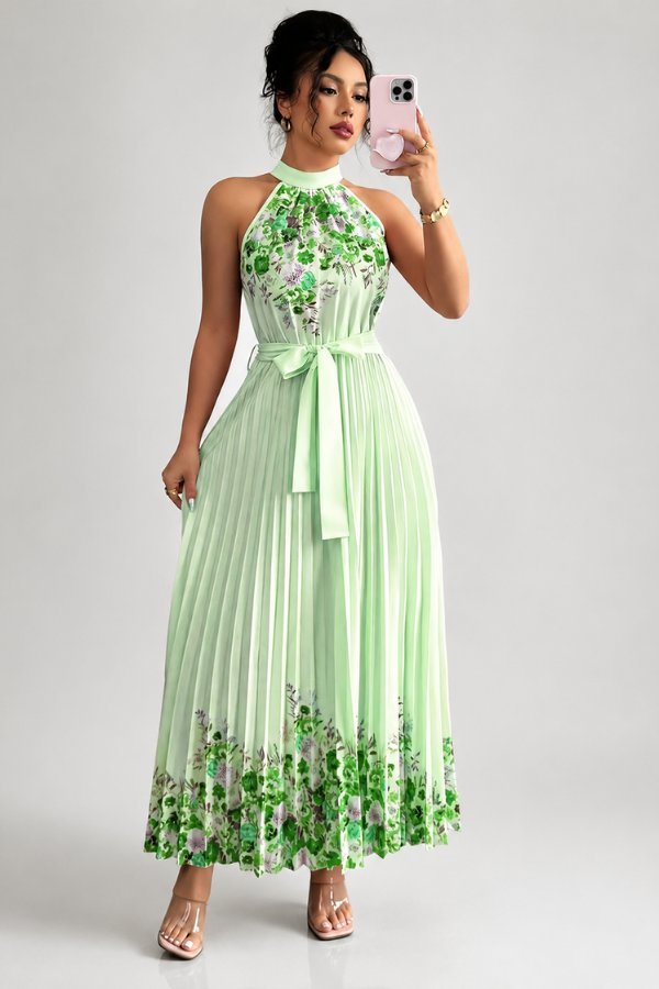 Sofía | Vestido de Noche Midi Floral Plisado para Mujer - Noa Lagos
