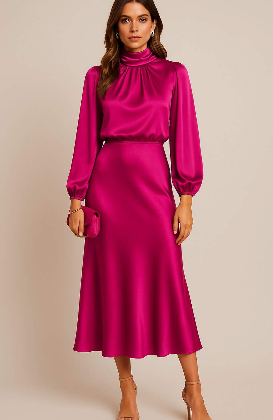 Vestido de satén ideal para invitada de boda o cena especial