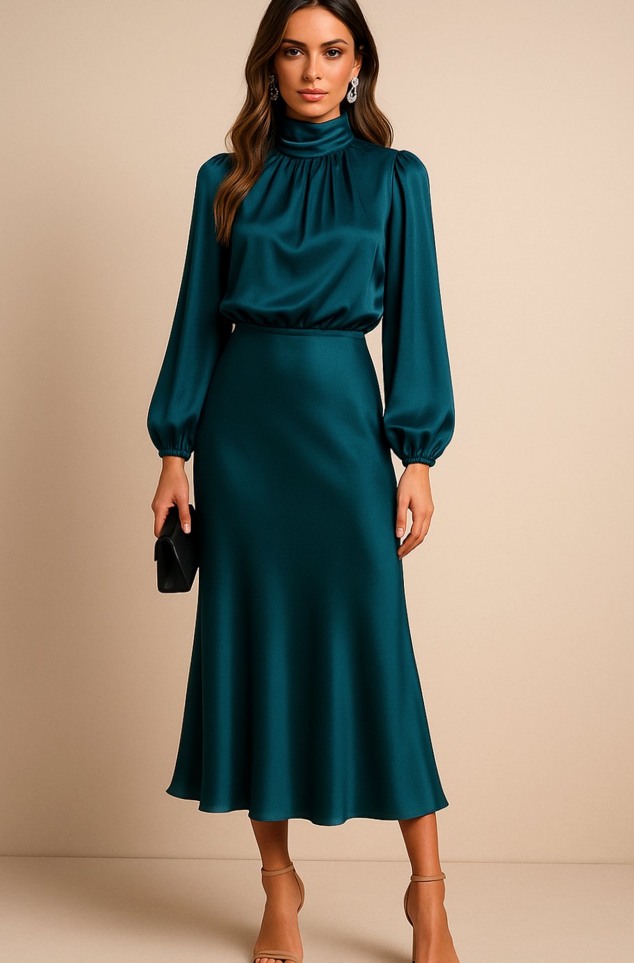 Comparativa de colores disponibles del vestido midi de satén