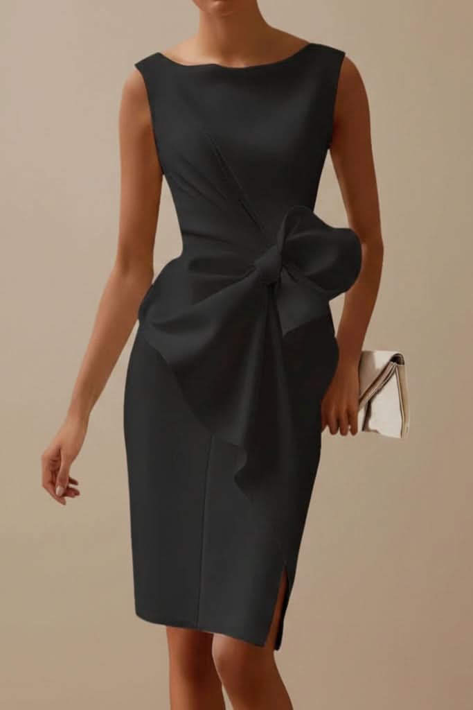 PAULA – Vestido midi sin mangas con lazo para mujer